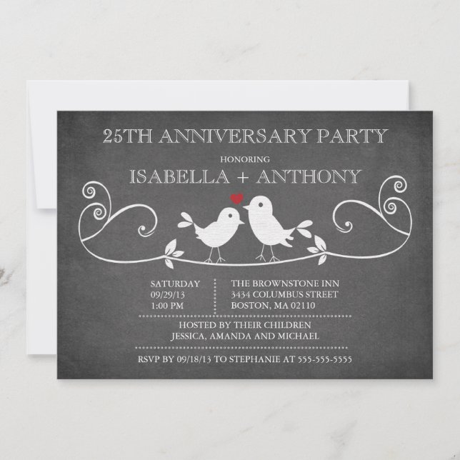 Invitación Fiesta del Aniversario de las Aves del Cartel Vint (Anverso)