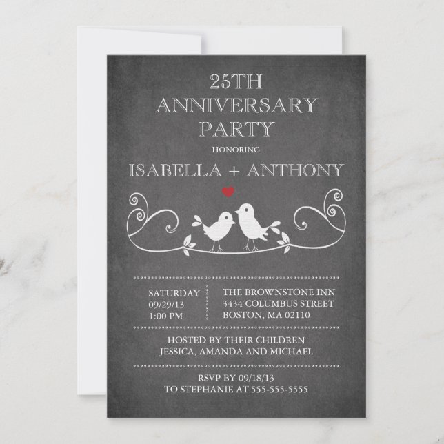 Invitación Fiesta del Aniversario de las Aves del Cartel Vint (Anverso)
