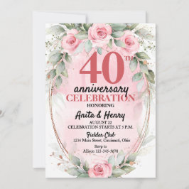 Invitación Fiesta del aniversario de los Rosas verdes suaves 