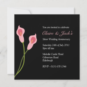 Invitación Fiesta del aniversario de Pink Calla Lilies - negr