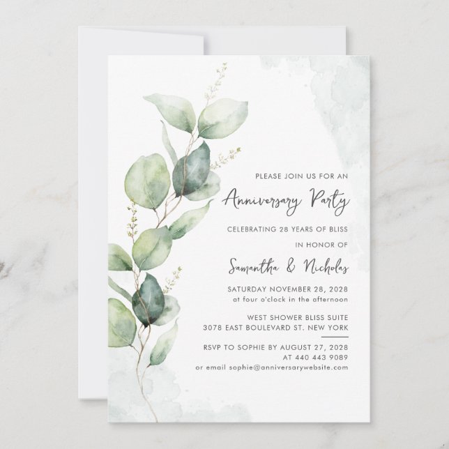 Invitación Fiesta del Aniversario del Aniversario del Eucalyp (Anverso)