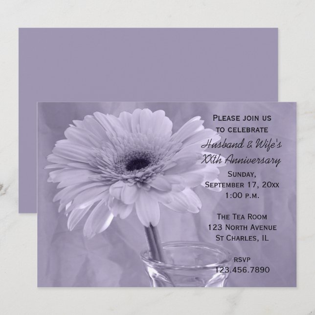 Invitación Fiesta del Aniversario del Boda de la margarita mo (Anverso / Reverso)