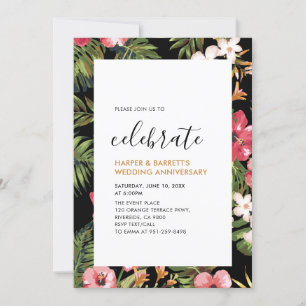 Invitación Fiesta del Aniversario del Boda Tropical Moderno