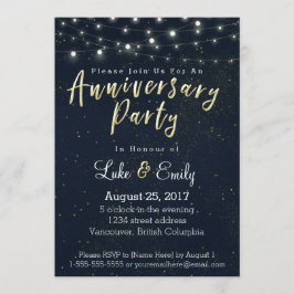 Invitación Fiesta del aniversario del glamour de medianoche