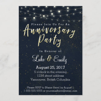 Invitación Fiesta del aniversario del glamour de medianoche