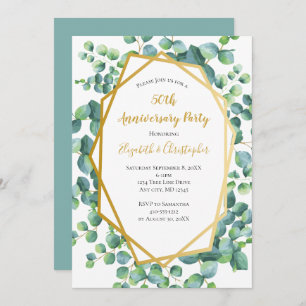 Invitación Fiesta del Aniversario del Oro Eucalyptus