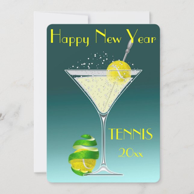 Invitación Fiesta del Año Nuevo de Martini del tenis (Anverso)