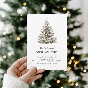 Invitación Fiesta del Árbol de Navidad con Acuarela Elegante
