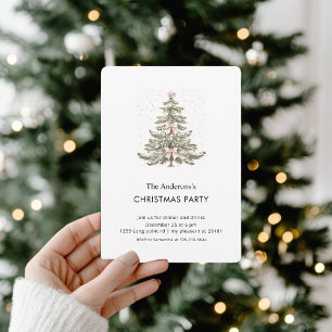 Invitación Fiesta del Árbol de Navidad con Arco de Rosa Pálid