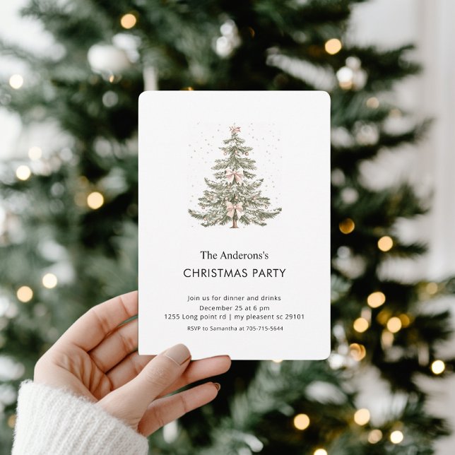 Invitación Fiesta del Árbol de Navidad con Arco de Rosa Pálid (Subido por el creador)