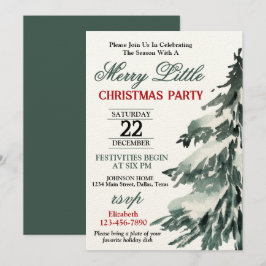 Invitación Fiesta del Árbol de Navidad Cubierto de Nieve