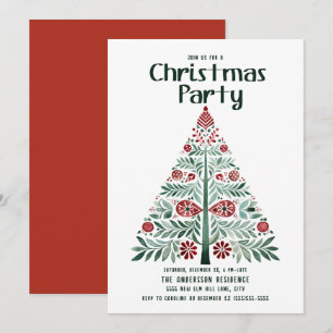 Invitación Fiesta del árbol de Navidad escandinavo nórdico ve