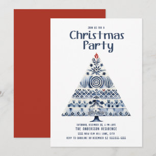 Invitación Fiesta del árbol de Navidad nórdico escandinavo