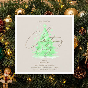 Invitación Fiesta del Árbol de Navidad Verde Corporativo