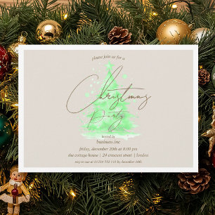 Invitación Fiesta del Árbol de Navidad Verde Corporativo