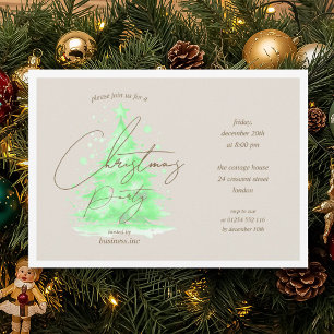 Invitación Fiesta del Árbol de Navidad Verde Corporativo