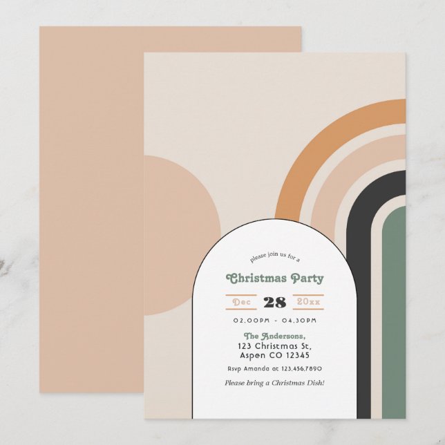 Invitación Fiesta del arco iris de Retro Boho (Anverso / Reverso)