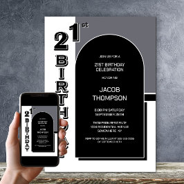 Invitación Fiesta del Arco Negro de los 21 Años Moderno