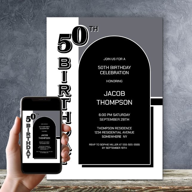 Invitación Fiesta del Arco Negro de los 50 Años Moderno (Subido por el creador)