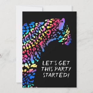 Invitación Fiesta del arcoiris colorido Jaguar