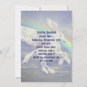 Invitación Fiesta del Arcoíris del Unicornio Volador 