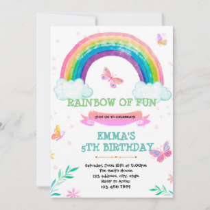 Invitación Fiesta del arcoiris y la mariposa 