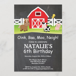 Invitación Fiesta del Barnyard de la granja Chalkboard