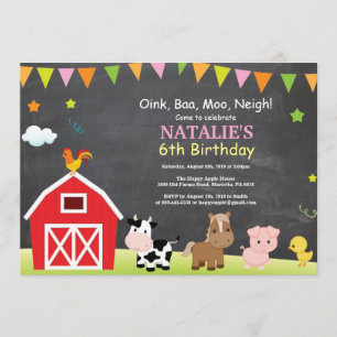 Invitación Fiesta del Barnyard de la granja Chalkboard