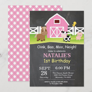 Invitación Fiesta del Barnyard de la granja Chalkboard