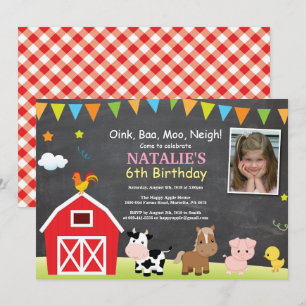 Invitación Fiesta del Barnyard de la granja Chalkboard