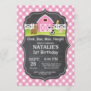 Invitación Fiesta del Barnyard de la granja Chalkboard