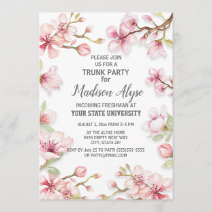 Invitación Fiesta del baúl universitario del jardín floral de