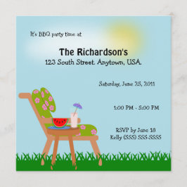 Invitación Fiesta del Bbq del tiempo de verano de la silla de
