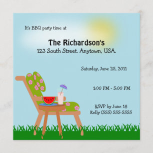 Invitación Fiesta del Bbq del tiempo de verano de la silla de