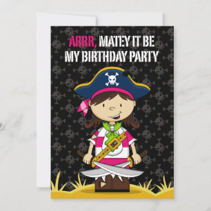 Invitación Fiesta del capitán del Chica Pirata invitado
