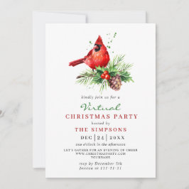 Invitación Fiesta del Cardenal Rojo Holly Berry Navidades VIR