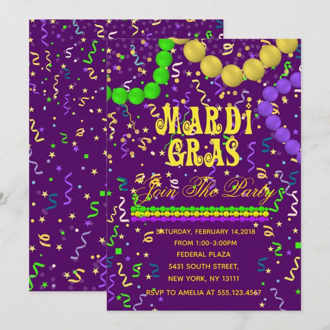 Invitación Fiesta del carnaval (Anverso / Reverso)