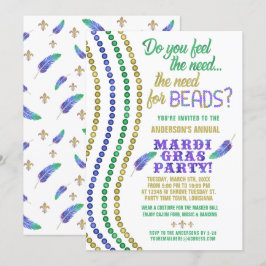 Invitación Fiesta del Carnaval de Mardi Gras curiosa necesida