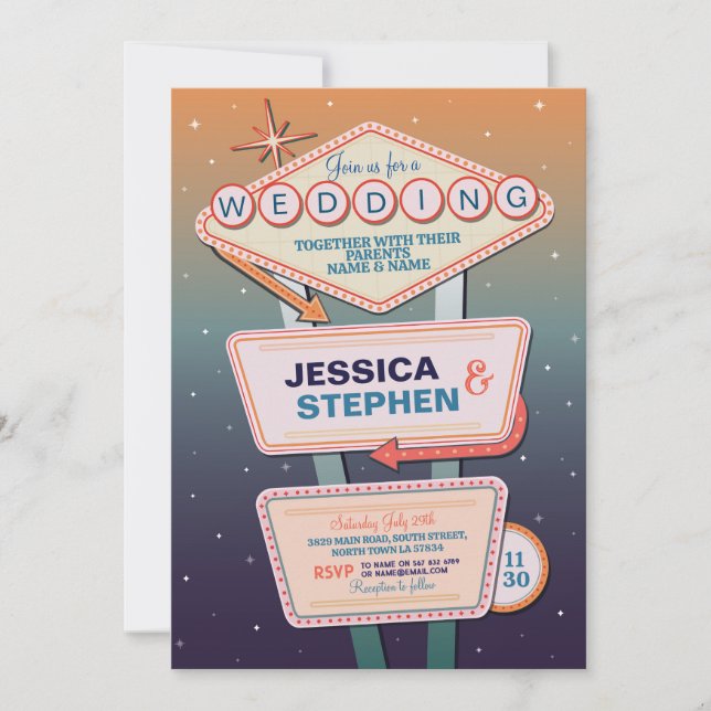 Invitación Fiesta del Casino Boda de Las Vegas (Anverso)