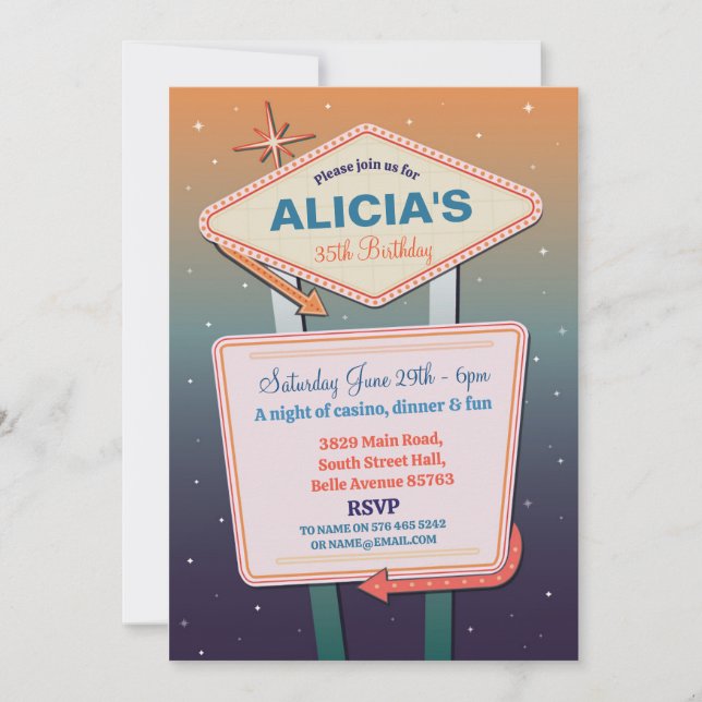 Invitación Fiesta del Casino Las Vegas (Anverso)