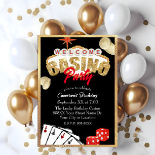 Invitación Fiesta del Casino Rótulo Gold de Las Vegas