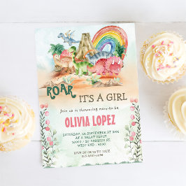 Invitación Fiesta del Chica de Baby Shower Dinosaur Roar