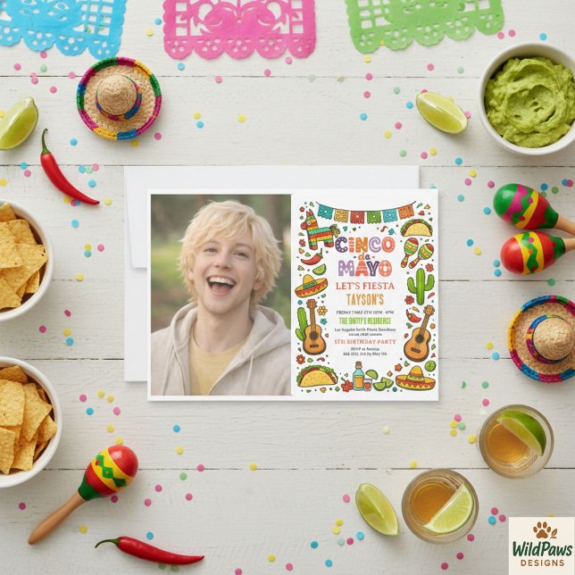 Invitación Fiesta del Cinco de Mayo – Celebración de fiesta c (Cinco de Mayo Fiesta – Colorful Party Celebration Invitation
)