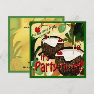 Invitación Fiesta del Coconut Lime Luau de Tiki Bar