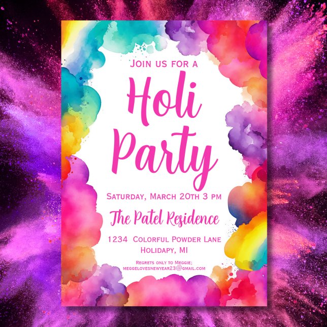 Invitación Fiesta del colorido Festival Hindu Holi (Subido por el creador)
