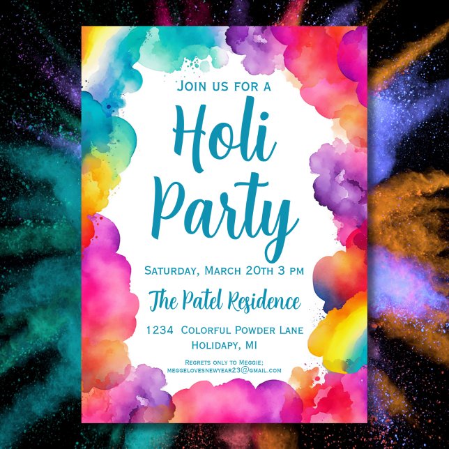 Invitación Fiesta del colorido Festival Hindu Holi (Subido por el creador)