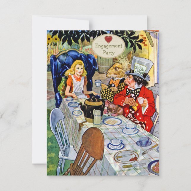 Invitación Fiesta del compromiso del sombrerero enojado (Anverso)