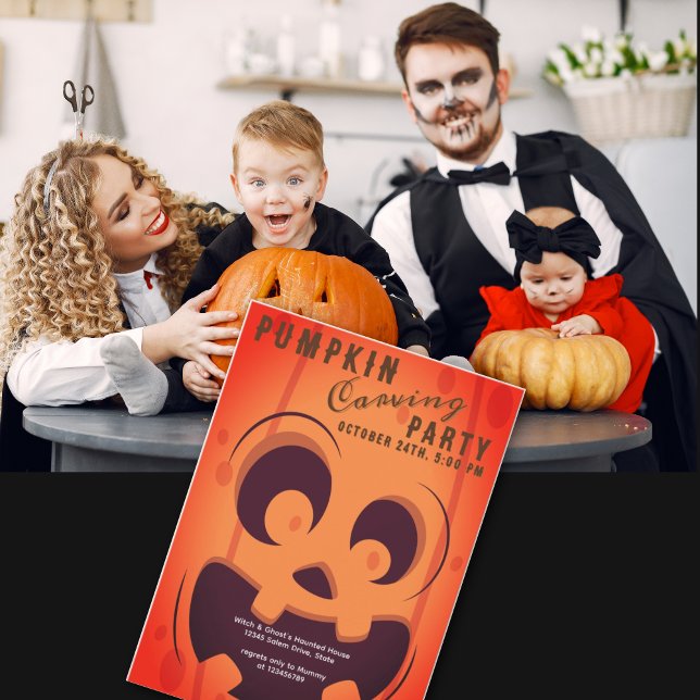 Invitación Fiesta del Concurso de tallado de calabaza espumos (Spooky Halloween Pumpkin Carving Contest Party Invitation)