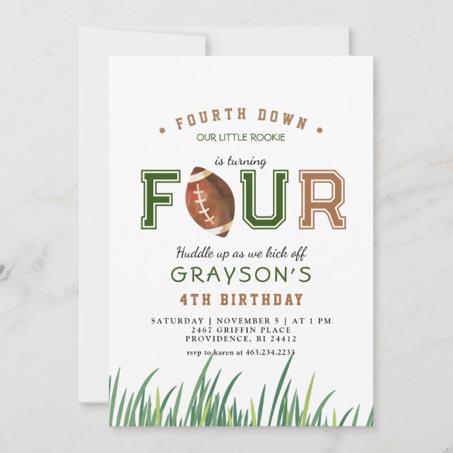 Invitación Fiesta del cuarto cumpleaños de Huddle Up (Anverso)