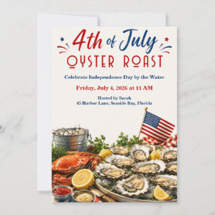 Invitación Fiesta del Cuatro de Julio de Ostras Asadas - Mari
